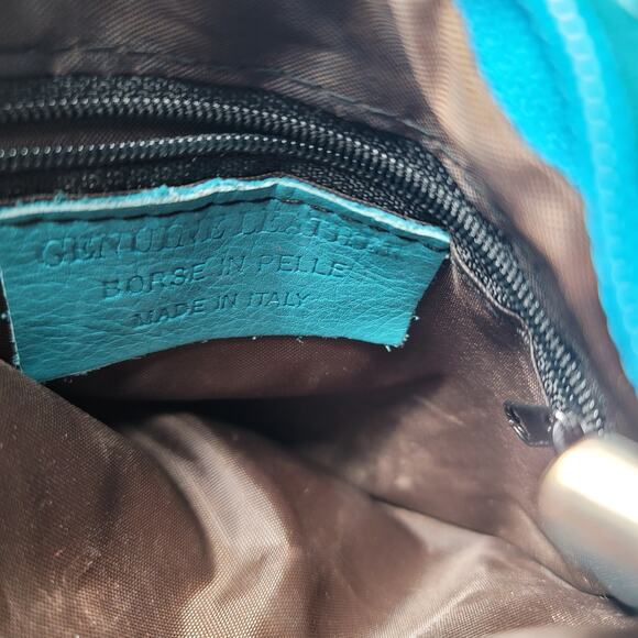 Vera Pelle Italian Leather Purse Crossbody Teal Small Bag - Picture 6 of 6